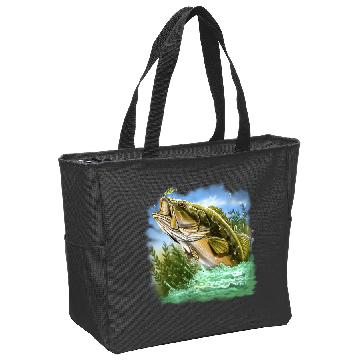 Bass In Action Zip Tote Bag