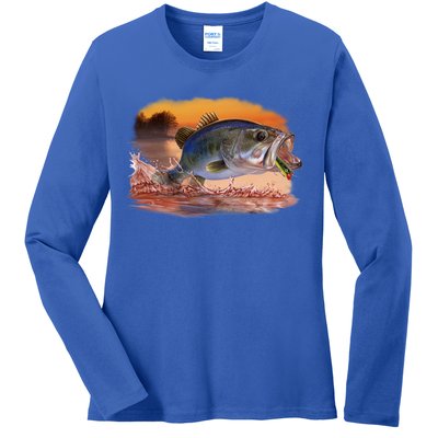 Bass Leaping Ladies Long Sleeve Shirt