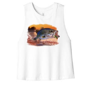 Bass Leaping Women's Racerback Cropped Tank