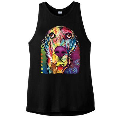 Basset Hound - Dog - Dean Russo Ladies PosiCharge Tri-Blend Wicking Tank