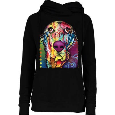 Basset Hound - Dog - Dean Russo Womens Funnel Neck Pullover Hood