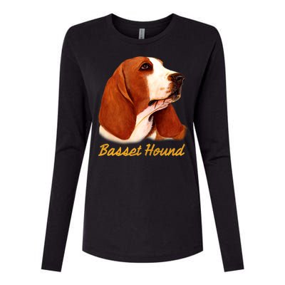 Basset Hound Dog Signature Portrait Womens Cotton Relaxed Long Sleeve T-Shirt