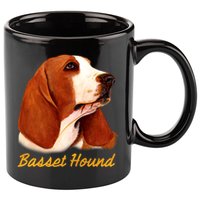 Basset Hound Dog Signature Portrait 11oz C Handle Ceramic Mug