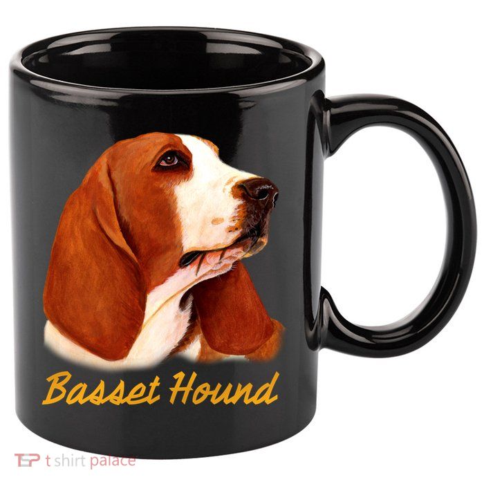 Basset Hound Dog Signature Portrait 11oz C Handle Ceramic Mug