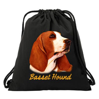 Basset Hound Dog Signature Portrait Drawstring Bag