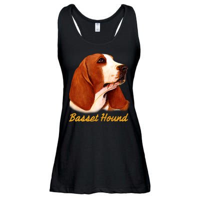 Basset Hound Dog Signature Portrait Ladies Essential Flowy Tank