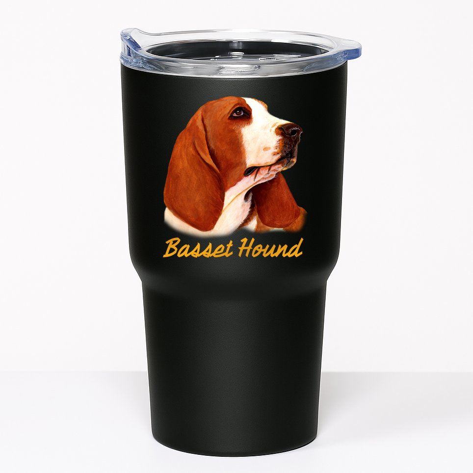 Basset Hound Dog Signature Portrait Tumbler