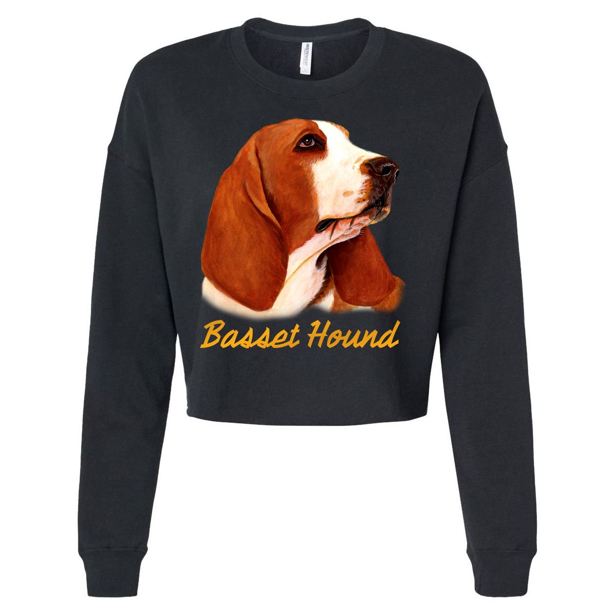 Basset Hound Dog Signature Portrait Cropped Pullover Crew