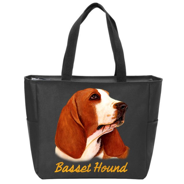 Basset Hound Dog Signature Portrait Zip Tote Bag