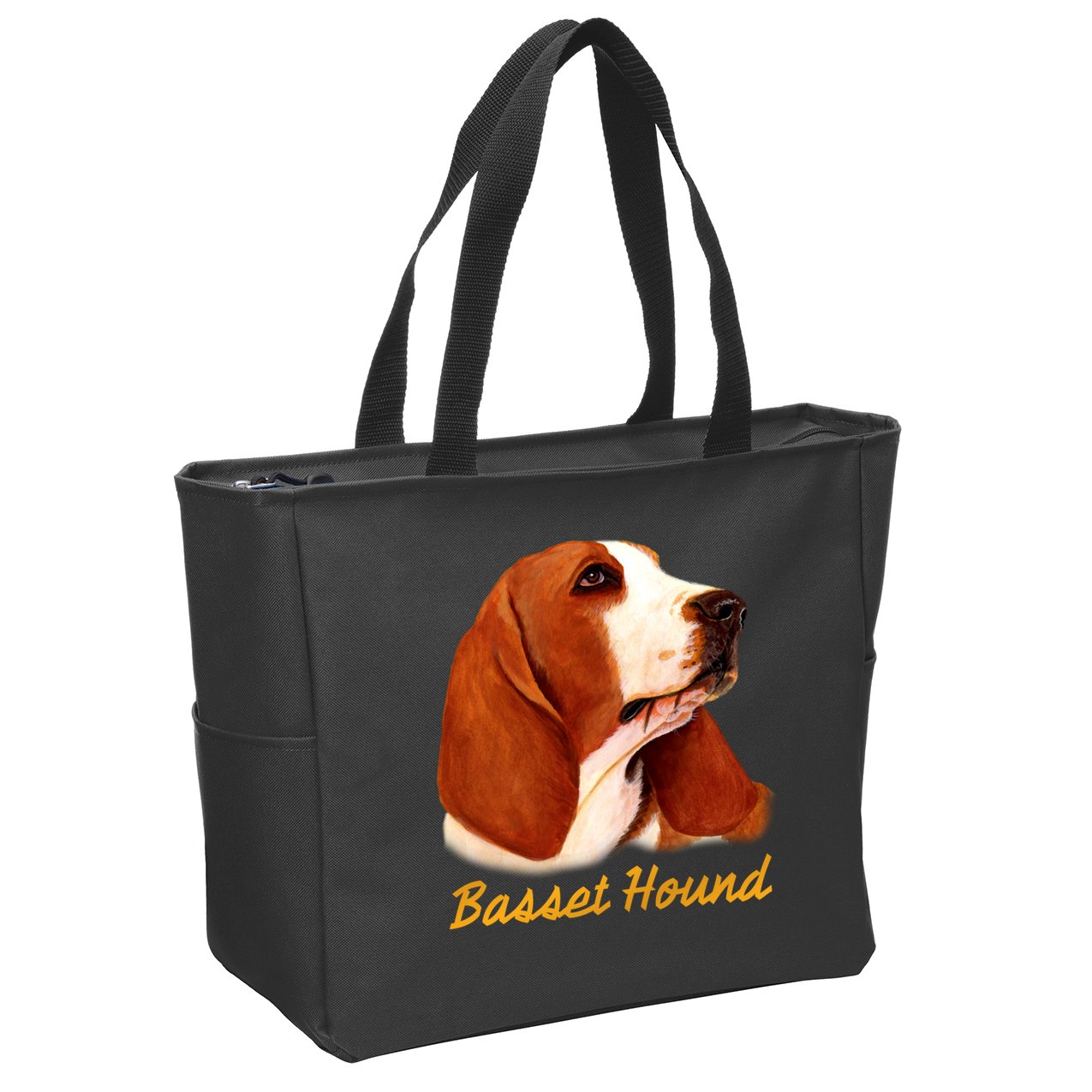 Basset Hound Dog Signature Portrait Zip Tote Bag