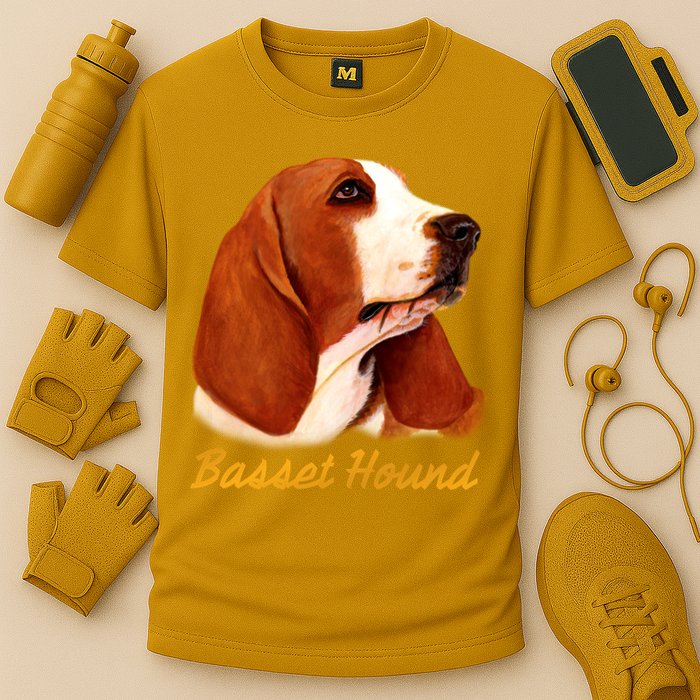 Basset Hound Dog Signature Portrait Cooling Performance Crew T-Shirt