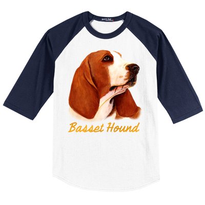 Basset Hound Dog Signature Portrait Baseball Sleeve Shirt