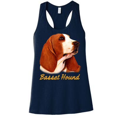 Basset Hound Dog Signature Portrait Women's Racerback Tank