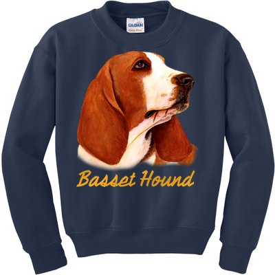 Basset Hound Dog Signature Portrait Kids Sweatshirt