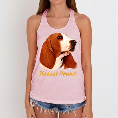 Basset Hound Dog Signature Portrait Women's Knotted Racerback Tank