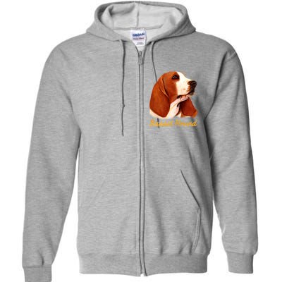 Basset Hound Dog Signature Portrait Full Zip Hoodie