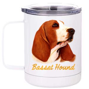 Basset Hound Dog Signature Portrait 12 oz Stainless Steel Tumbler Cup