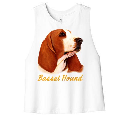 Basset Hound Dog Signature Portrait Women's Racerback Cropped Tank