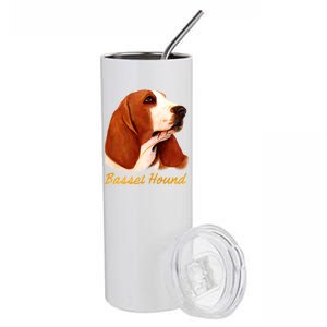 Basset Hound Dog Signature Portrait Stainless Steel Tumbler