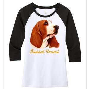 Basset Hound Dog Signature Portrait Women's Tri-Blend 3/4-Sleeve Raglan Shirt