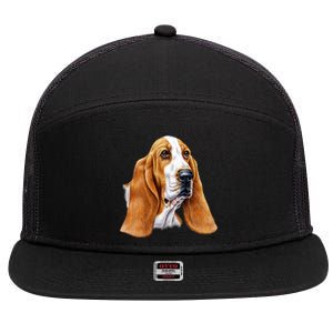 Basset Hound Face 7 Panel Mesh Trucker Snapback Hat