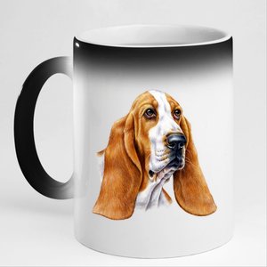 Basset Hound Face 11oz Black Color Changing Mug