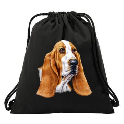 Basset Hound Face Drawstring Bag