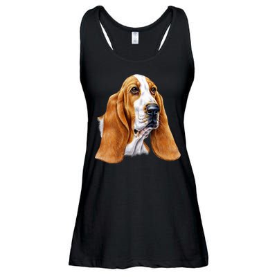 Basset Hound Face Ladies Essential Flowy Tank