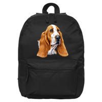 Basset Hound Face 16 in Basic Backpack