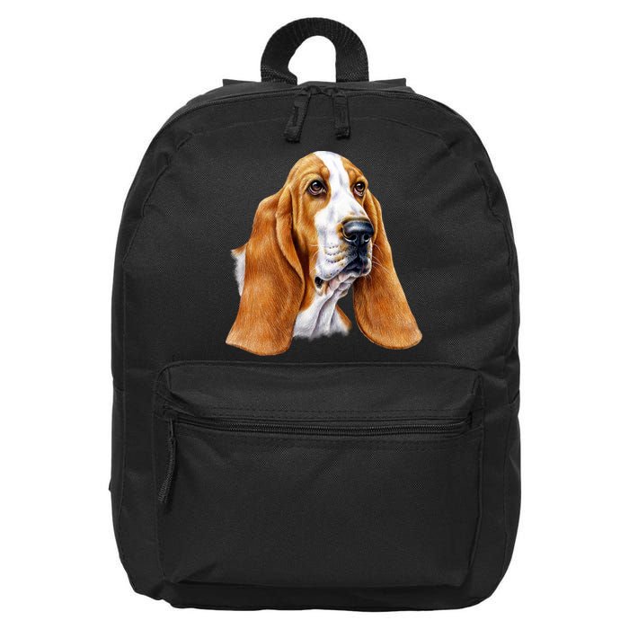 Basset Hound Face 16 in Basic Backpack