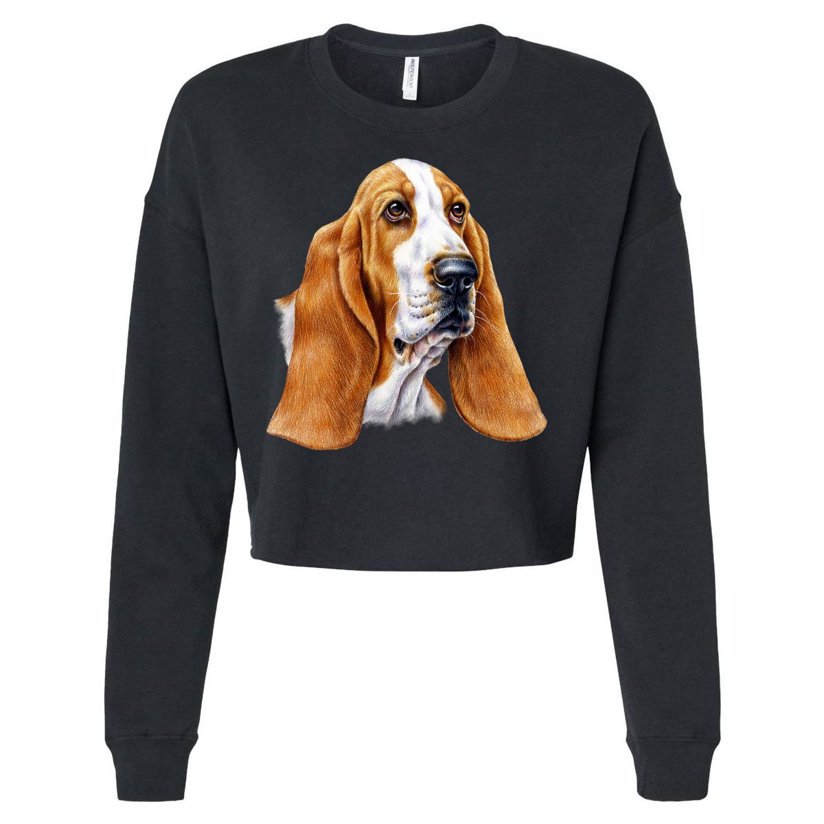 Basset Hound Face Cropped Pullover Crew