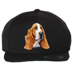 Basset Hound Face Wool Snapback Cap