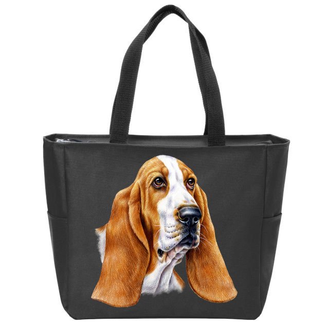 Basset Hound Face Zip Tote Bag