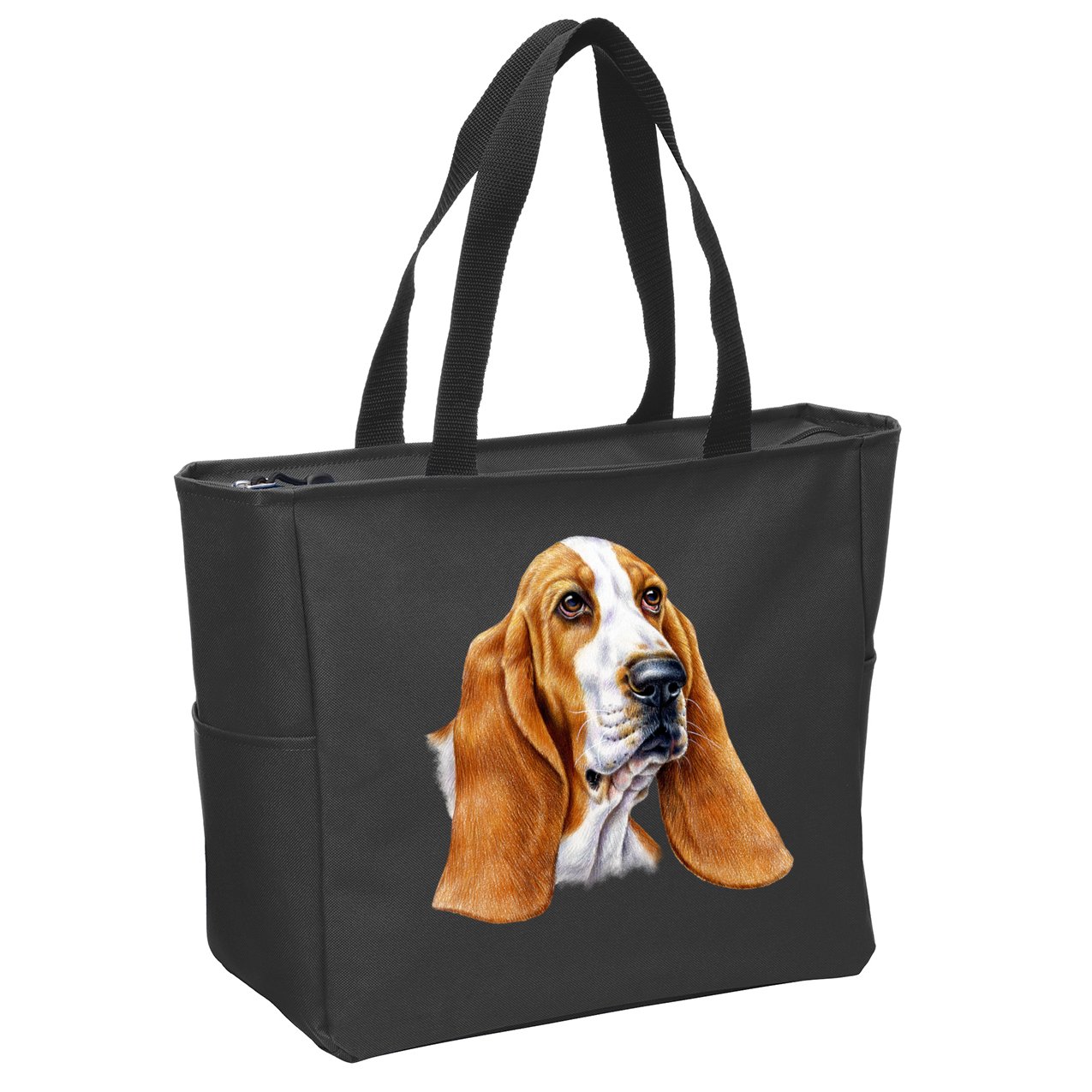 Basset Hound Face Zip Tote Bag