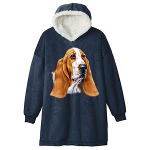 Basset Hound Face Hooded Wearable Blanket