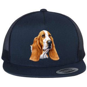 Basset Hound Face Flat Bill Trucker Hat