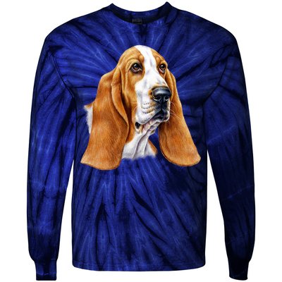 Basset Hound Face Tie-Dye Long Sleeve Shirt