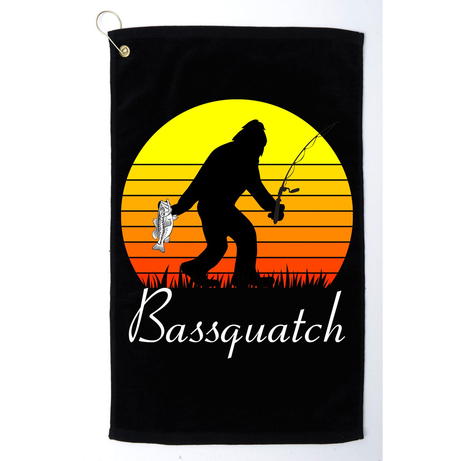 Bassquatch Bigfoot Fishing Golf Towel