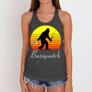 Bassquatch Bigfoot Fishing Women's Knotted Racerback Tank