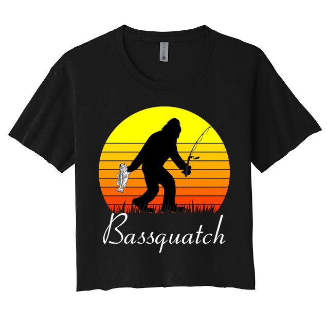 Bassquatch Bigfoot Fishing Crop Top
