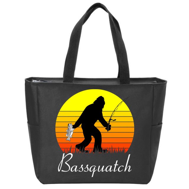 Bassquatch Bigfoot Fishing Zip Tote Bag