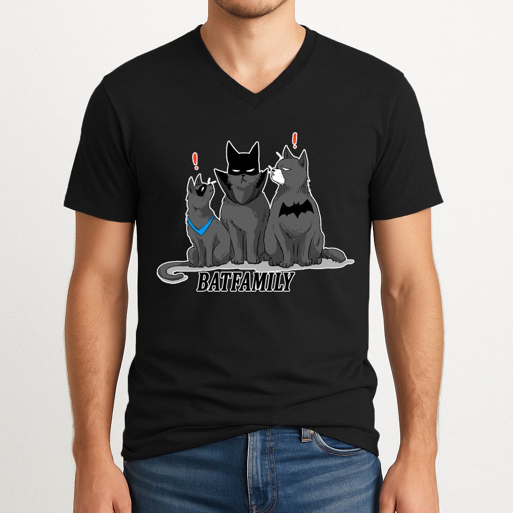 Bat Family Cats Cartoon V-Neck T-Shirt