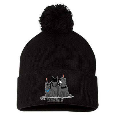 Bat Family Cats Cartoon Pom Pom 12in Knit Beanie