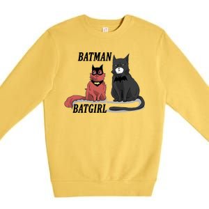 Bat Kitten Cat Funny Spoof Cartoon Premium Crewneck Sweatshirt