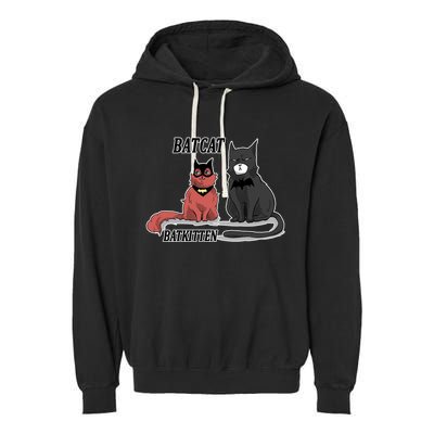 Bat Kitten Cat Funny Spoof Cartoon Garment-Dyed Fleece Hoodie