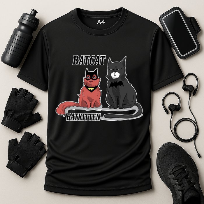 Bat Kitten Cat Funny Spoof Cartoon Cooling Performance Crew T-Shirt