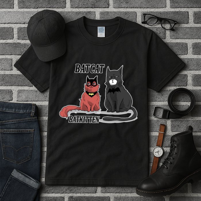 Bat Kitten Cat Funny Spoof Cartoon Tall T-Shirt