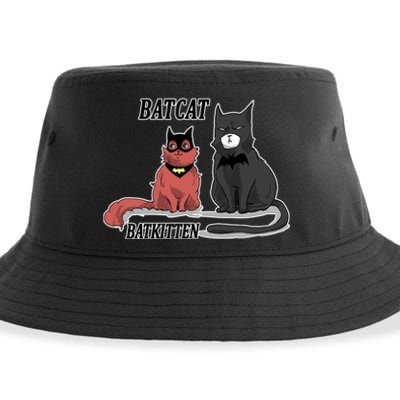 Bat Kitten Cat Funny Spoof Cartoon Sustainable Bucket Hat