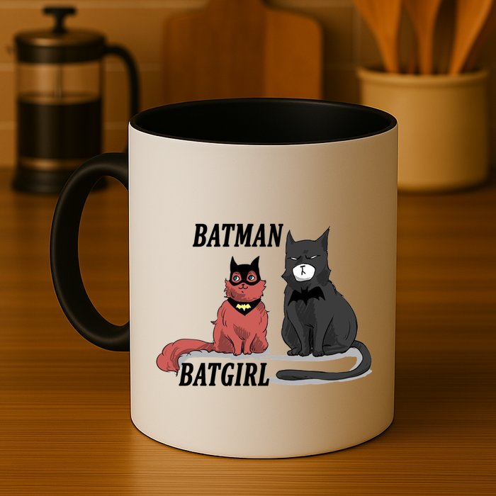 Bat Kitten Cat Funny Spoof Cartoon Mug