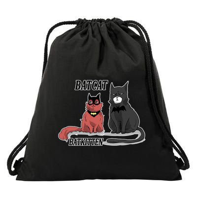 Bat Kitten Cat Funny Spoof Cartoon Drawstring Bag